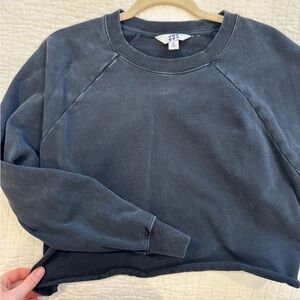 Women's Black Distressed Crop Sweater